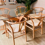 Mesa de Comedor de Vidrio Espiga - Base Lenga Naturala