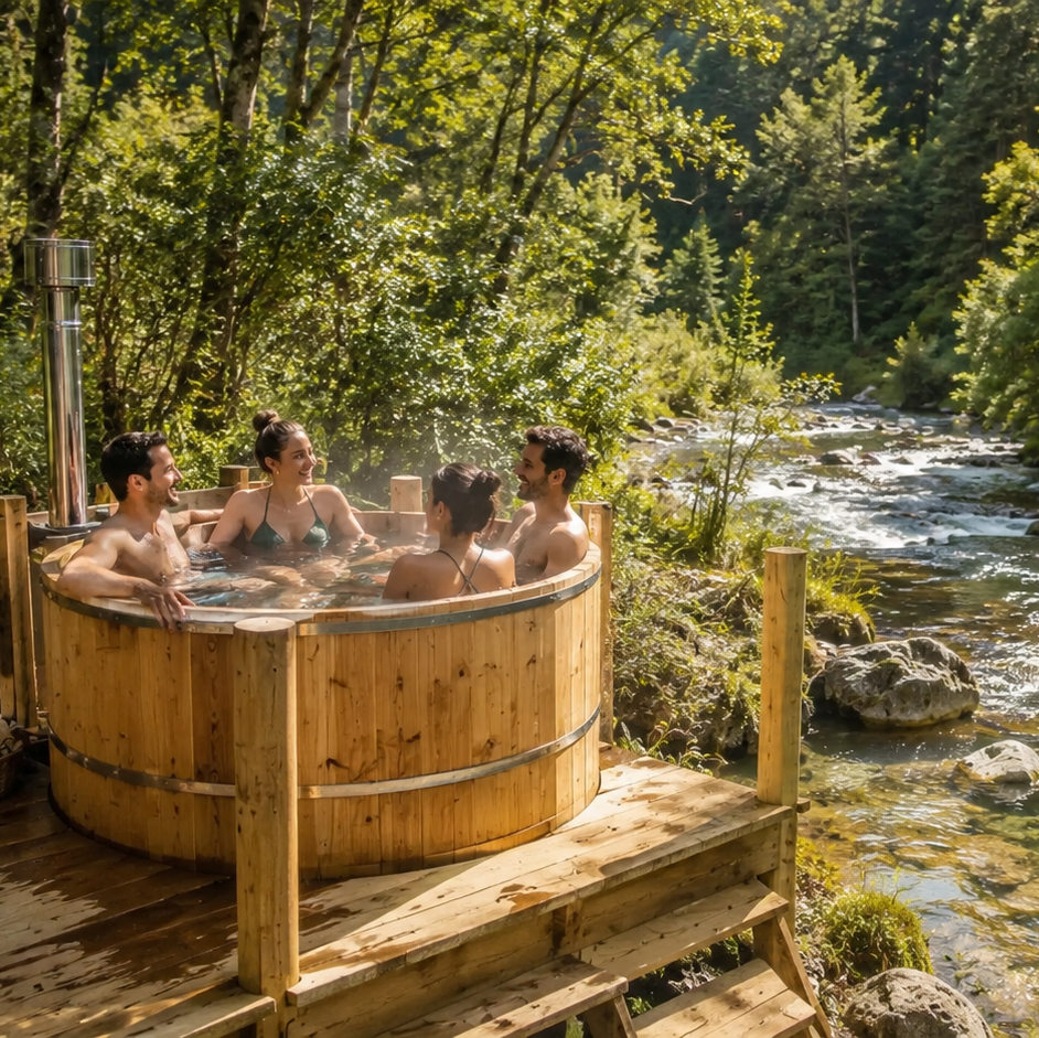 Tinaja Caliente de Madera Nativa Llaima — 4 Personas | Ø 140 cm