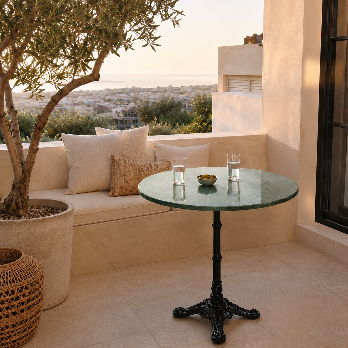 Mesa terraza base parisina marmol