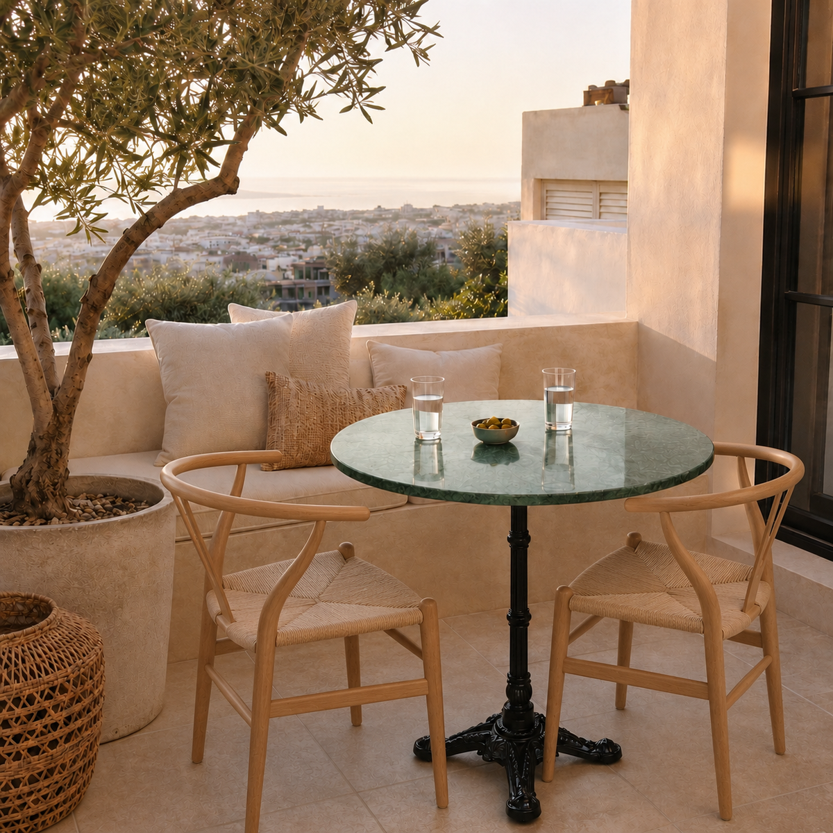Mesa terraza base parisina marmol