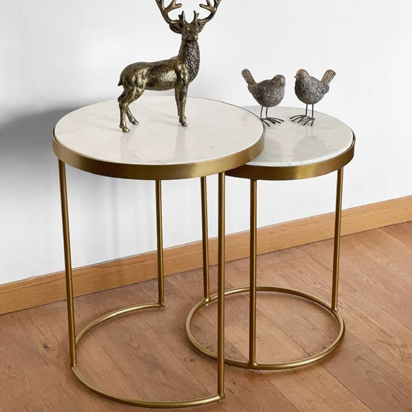 Mesa lateral redonda marmol Duo Reno 