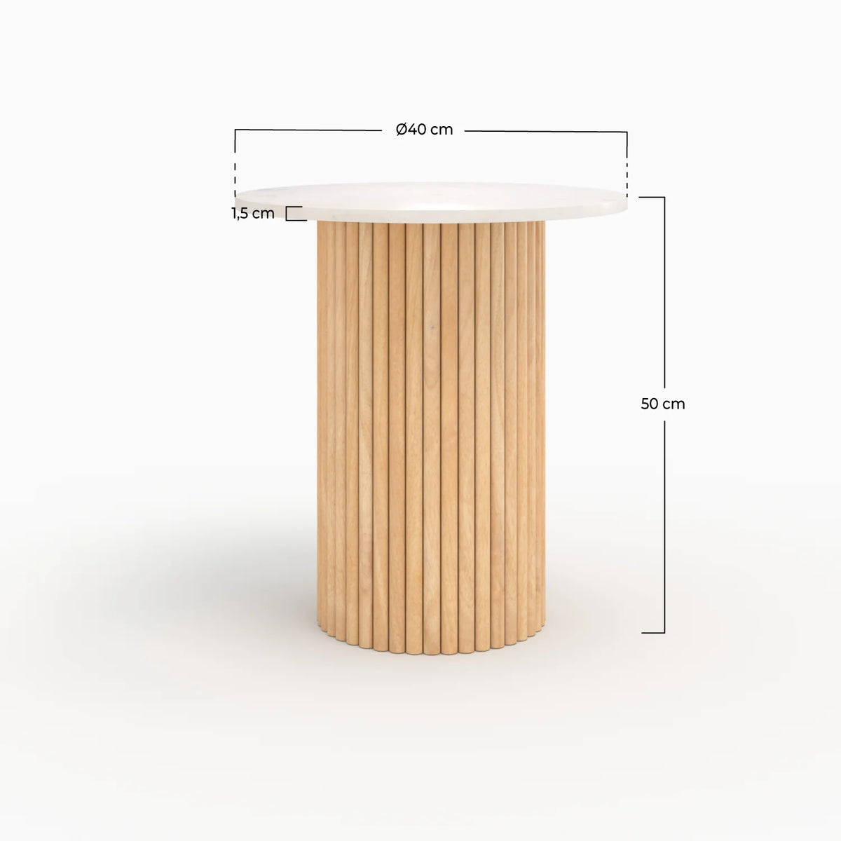 Mesa Lateral madera marmol Ilse living 