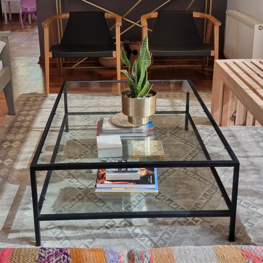 Mesa de centro Rectangular vidrio 120 NEGRA dos niveles
