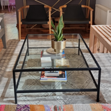 Mesa de centro Rectangular vidrio 120 NEGRA dos niveles
