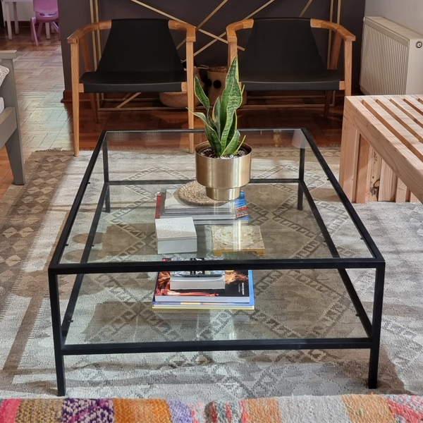 Mesa de centro Rectangular vidrio 120 NEGRA dos niveles