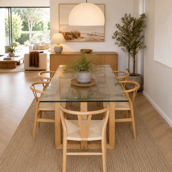 Mesa de comedor de vidrio rectangular borago nordica