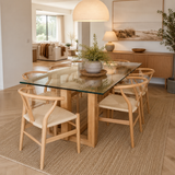 Mesa de comedor de vidrio rectangular borago escandinava