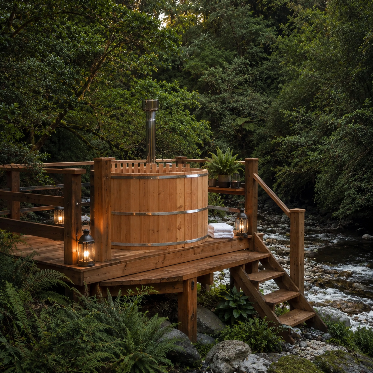 Tinaja Caliente de Madera Nativa Cunco — 2 Personas | Ø 120 cm