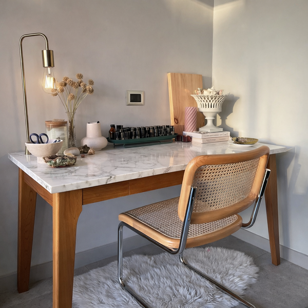 Tocador de madera Femenino con Espejo | Mármol