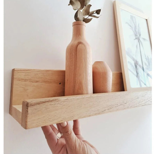 Repisa Flotante Madera Nativa Lenga y Raulí | Estante Pared Nórdico