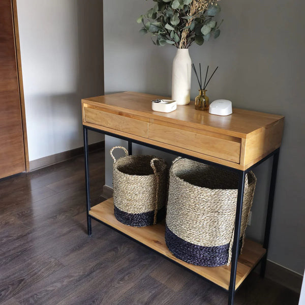 Mesa de arrimo madera Florencia con cajones — Nórdico Nativo Chile