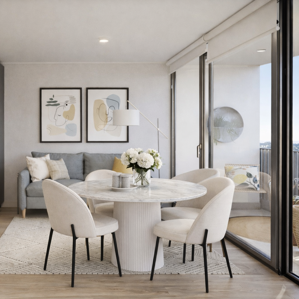 comedor redondo 4 personas marmol