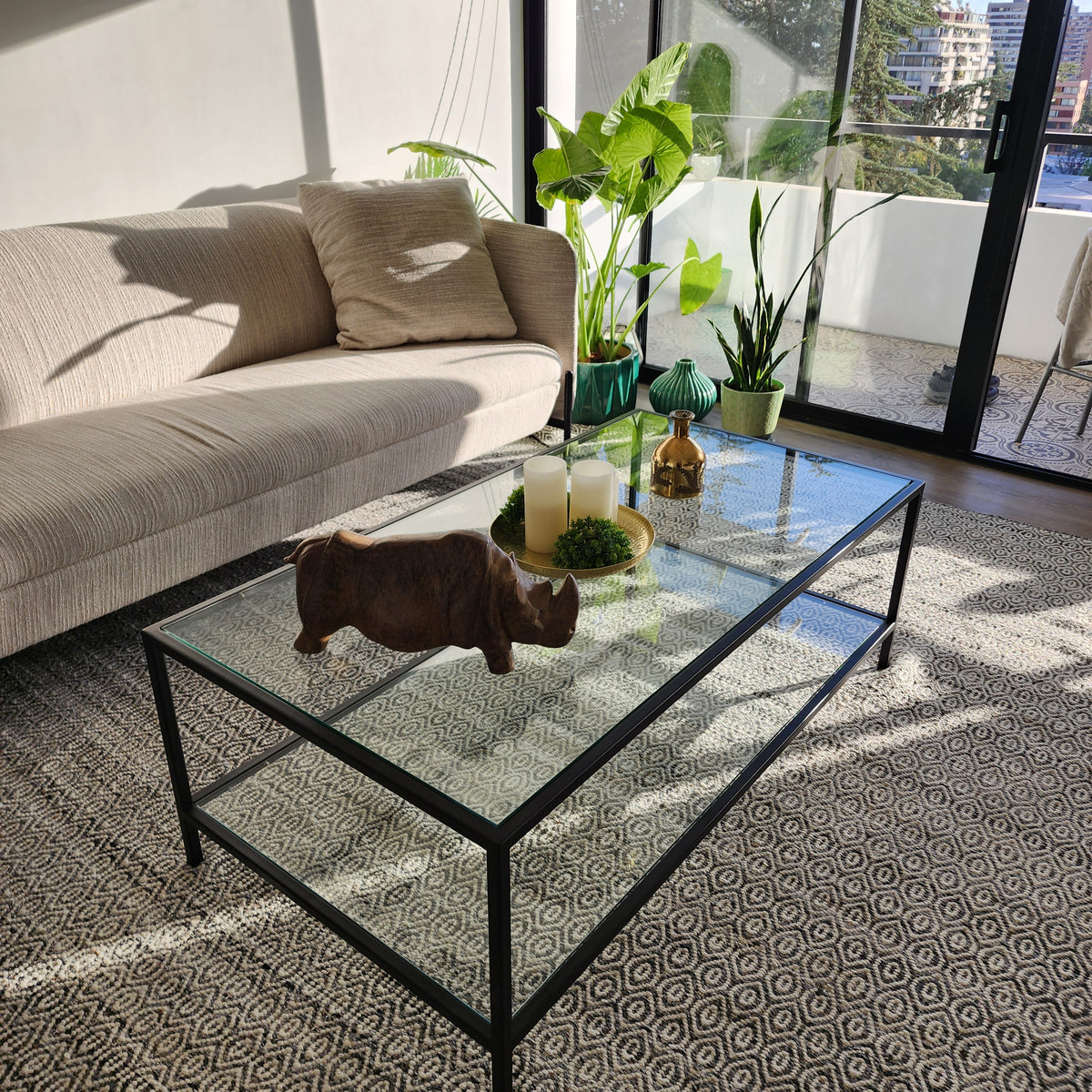 Mesa de Centro Reina Victoria | Vidrio Doble Nivel | Acero