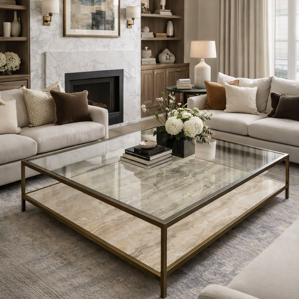 mesa de marmol travertino