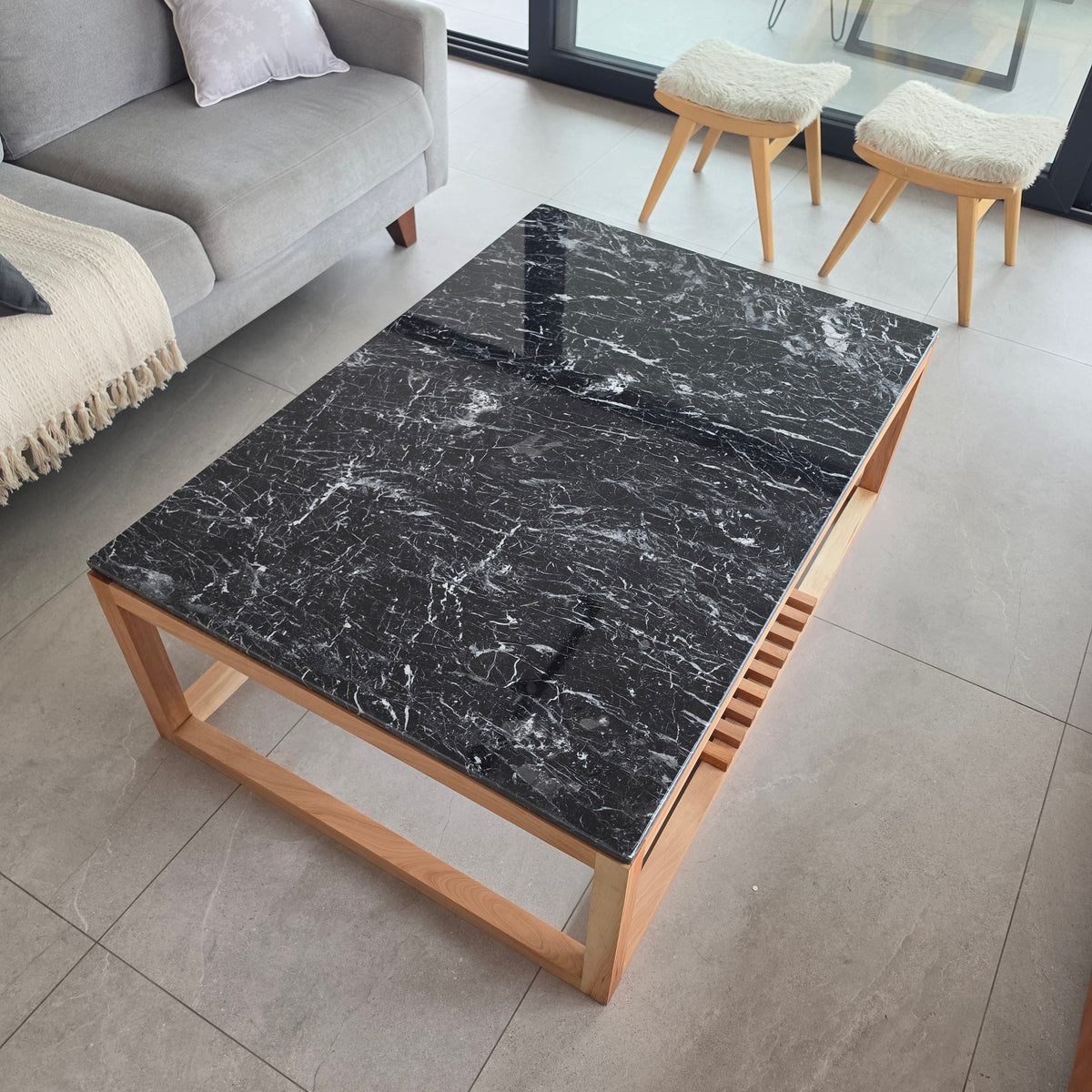 Mesa de Centro Mármol Romana | Madera y Mármol Rectangular