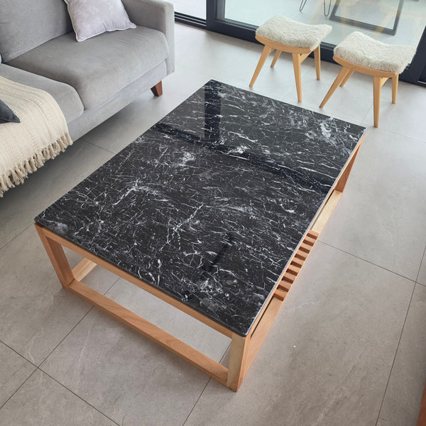 Mesa de Centro Mármol Romana | Madera y Mármol Rectangular